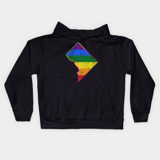 Washington DC Silhouette LGBT Pride Flag Kids Hoodie